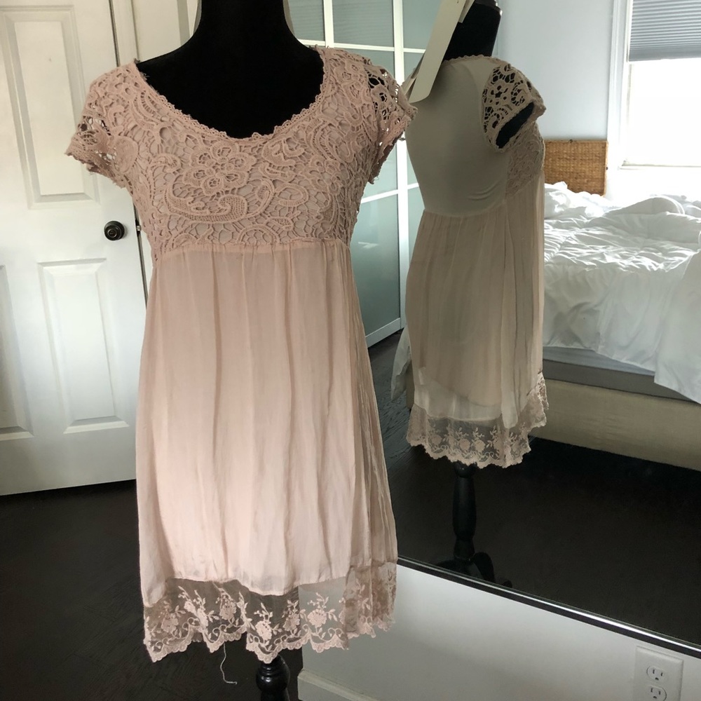 Pizza Roma Silk and Lace Blush Pink Dress